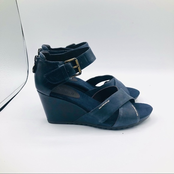 GEOX women’s blue suede wedge sandals size euro 37 US 7‎ - Picture 2 of 12